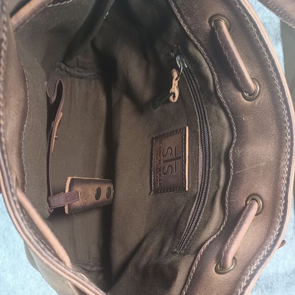 STS Ranch Leather Cowhide Calf Hair Crossbody Bag Purse Brown Rustic Cowgirl - Picture 8 of 9